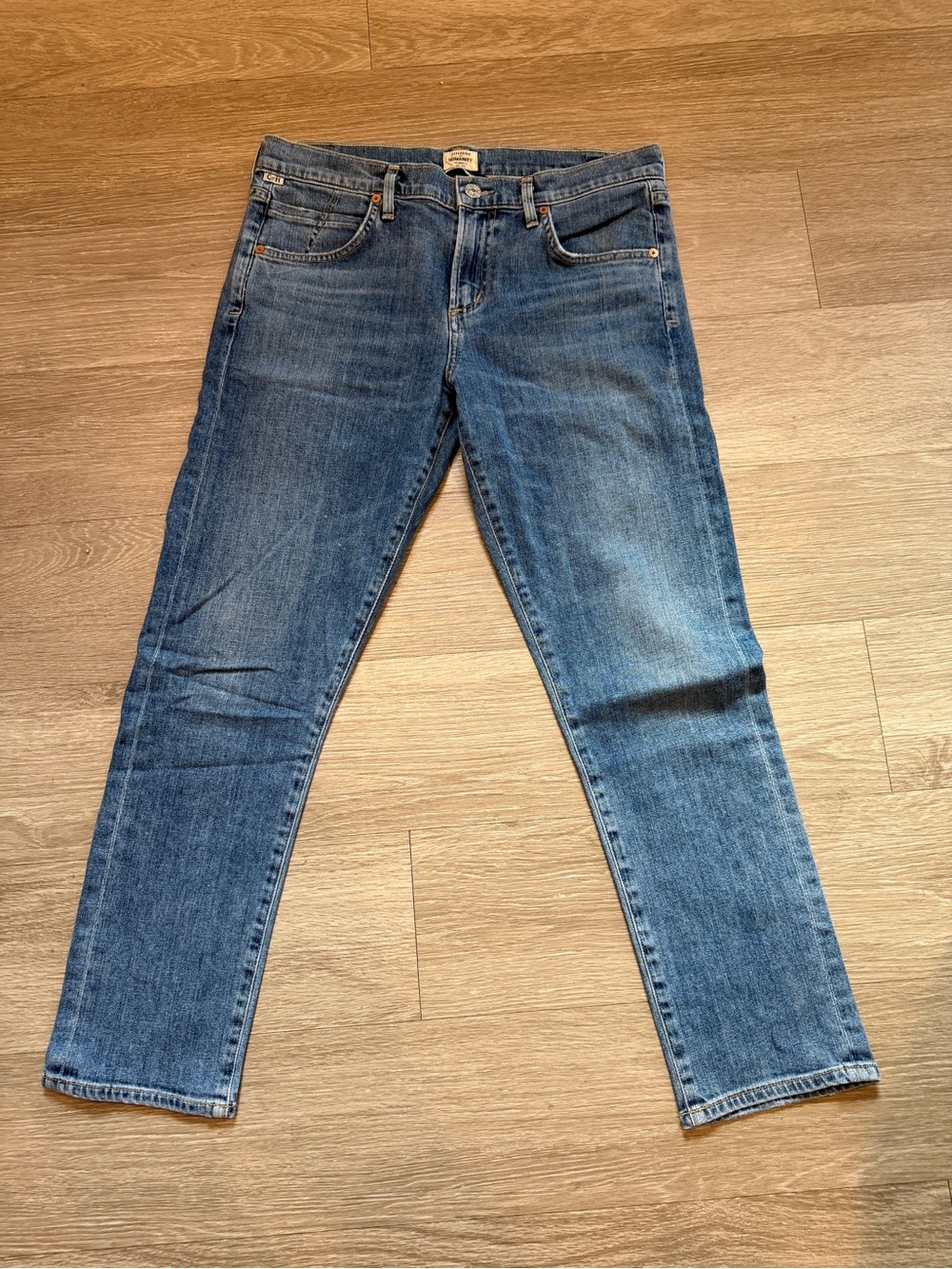 Citizens Of Humanity Blue Cropped Straight-Leg Jeans